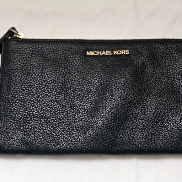 Michael Kors Black Leather Wristlet - Picture 1 of 4